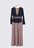 Tesettür giyim PEMBE ALVİNA DANTEL DETAYLI ELBİSE T 4242