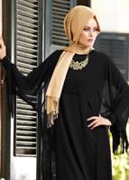 Vêtements hijab NOIR T 4443 ALVİNA  RİDA 2Lİ ELBİSE 38/46 TEK40