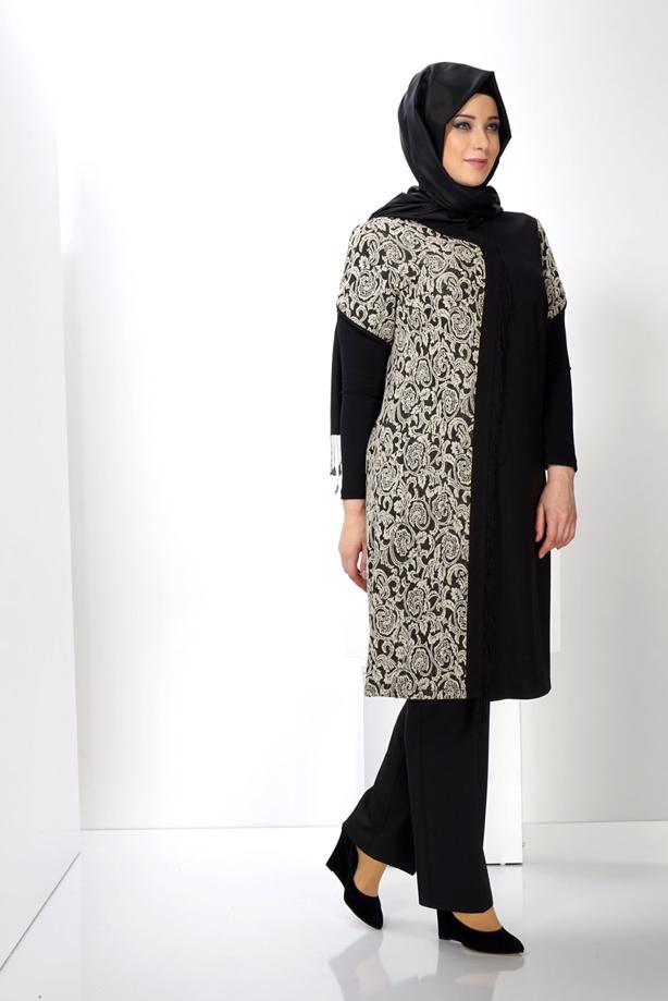 Vêtements hijab BEIGE VESTE À MOTIFS ALVINA TRICOT 2433 - TRENDTESETTÜR