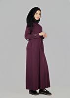 Tesettür giyim MOR BELİ BÜZGÜLÜ UZUN TUNİK 4955 