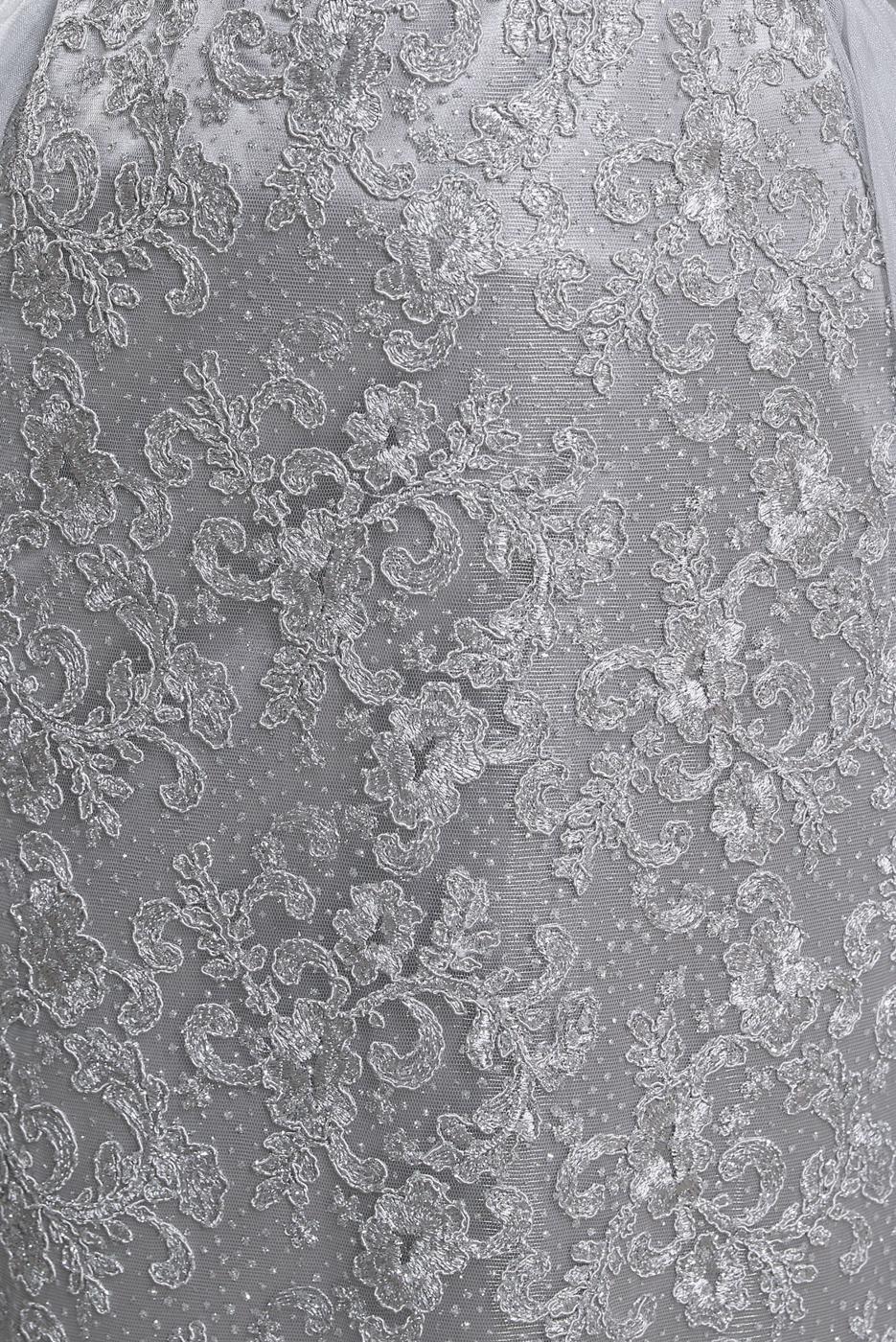 Tesettür giyim GRİ ALVİNA GÜPÜR DETAYLI ABİYE ELBİSE T 50010