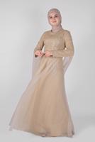 Tesettür giyim ALTIN ALVİNA TAŞLI ABİYE ELBİSE T 50036