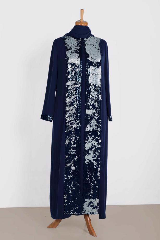 Vêtements hijab BLEU MARINE ALVINA ROBE À SEQUINS T 3550 - TRENDTESETTÜR