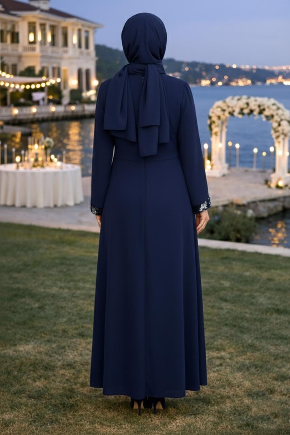 Vêtements hijab BLEU MARINE ALVINA ROBE À SEQUINS T 3550