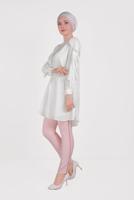 Tesettür giyim KREM ALVİNA KOLLARI FIRFIRLI TUNİK T 40565