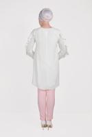 Tesettür giyim KREM ALVİNA KOLLARI FIRFIRLI TUNİK T 40565