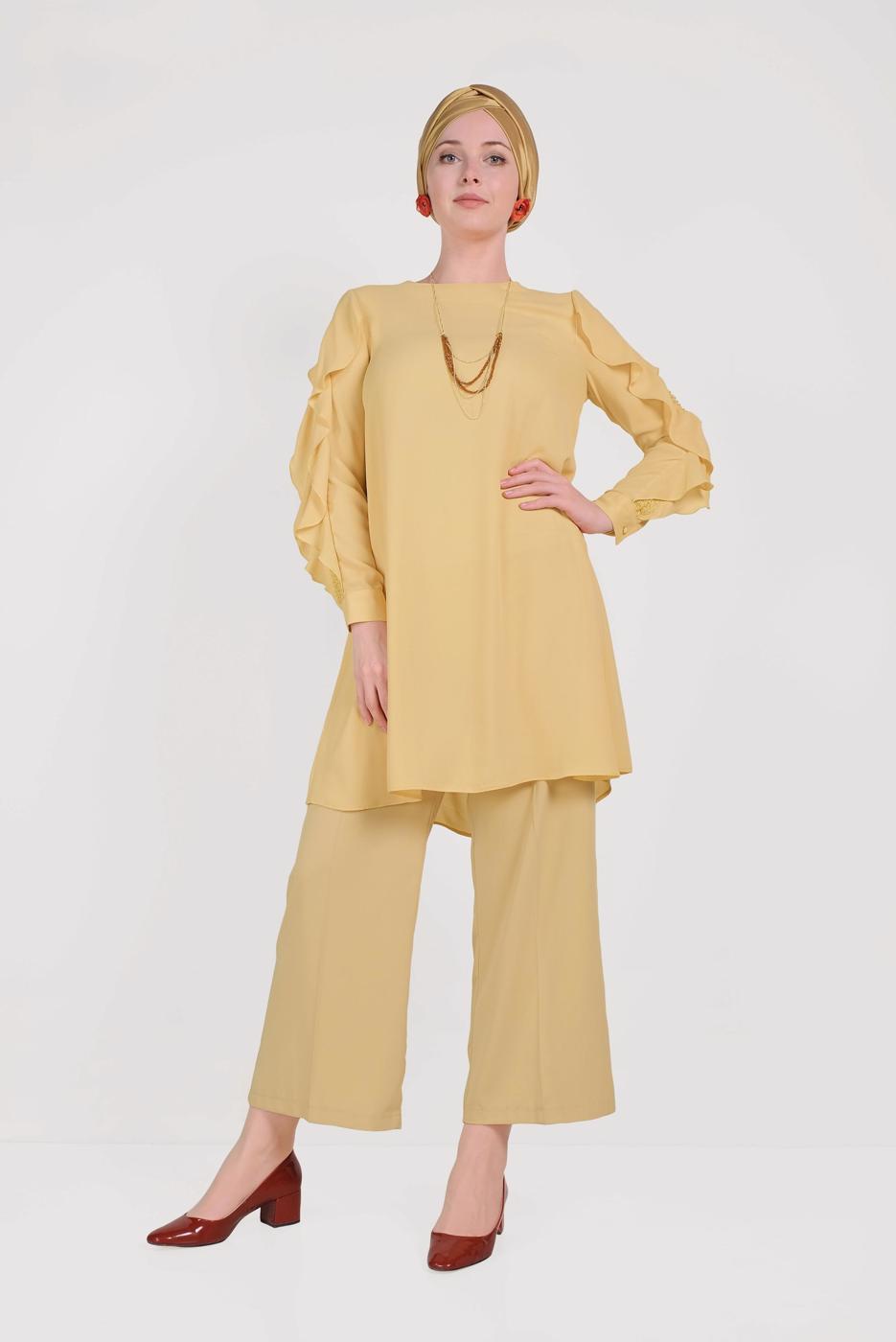 Vêtements hijab JAUNE TUNIQUE À MANCHES À VOLANTS ALVINA T 40565