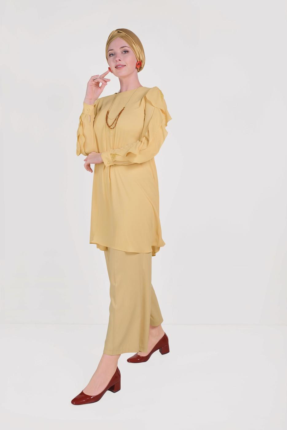 Vêtements hijab JAUNE TUNIQUE À MANCHES À VOLANTS ALVINA T 40565