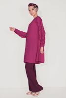 Tesettür giyim MOR ALVİNA KOLLARI FIRFIRLI TUNİK T 40565
