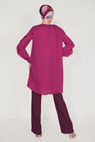 Tesettür giyim MOR ALVİNA KOLLARI FIRFIRLI TUNİK T 40565