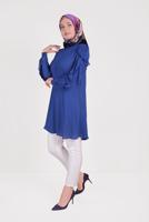 Tesettür giyim LACİVERT ALVİNA KOLLARI FIRFIRLI TUNİK T 40565