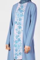Tesettür giyim MAVİ ALVİNA ÇİÇEK DESENLİ ASİMETRİK KESİM TUNİK T 40879