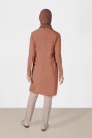 Tesettür giyim KAHVE ALVİNA ÇİÇEK DESENLİ ASİMETRİK KESİM TUNİK T 40879