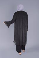 Tesettür giyim SİYAH ALVİNA VOLANLI ŞİFON DETAYLI SİMLİ İKİLİ TUNİK T 40889