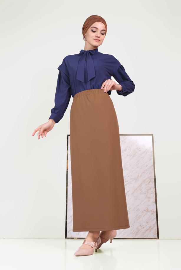 Hijab clothing NAVY BLUE TIE DETAIL BLOUSE 40318  - TRENDTESETTÜR