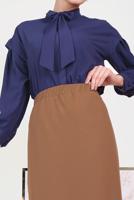 Hijab clothing NAVY BLUE TIE DETAIL BLOUSE 40318 