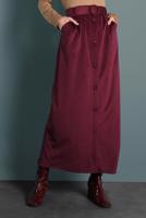 Tesettür giyim BORDO ALVİNA DÜĞMELİ KEMERLİ KADİFE ETEK 60033	