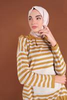 STRIPPED SMOCKED-HEM SUIT 4102 