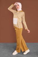 Vêtements hijab ORANGE COSTUME TAILLE-BOULLIONNÉE À RAYURES  4102 