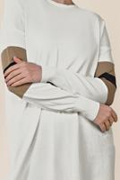 Tesettür giyim KREM  ALVİNA YANLARI YIRTMAÇLI TUNİK 4140