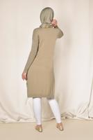 Tesettür giyim BEJ ALVİNA YANLARI YIRTMAÇLI SİMLİ TUNİK 4523  