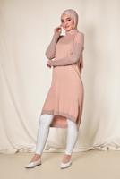 Hijab clothing POWDER ALVİNA SLIT DETAIL SILVERY TUNIC 4523 