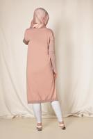 Hijab clothing POWDER ALVİNA SLIT DETAIL SILVERY TUNIC 4523 