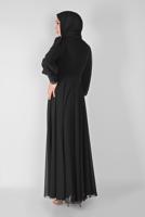 Tesettür giyim SİYAH NAKIŞLI BONCUKLU ABİYE 18725 