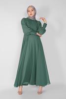 Tesettür giyim YEŞİL NAKIŞLI BONCUKLU ABİYE 18725 