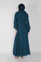 Tesettür giyim MAVİ PULLU NAKIŞLI ŞİFON ABİYE  58725