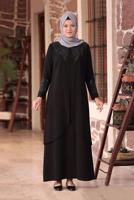 Vêtements hijab NOIR ROBE DE SOIRÉE BRODÉE DÉTAIL PERLES T 1911