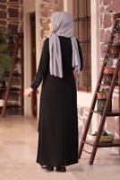 Vêtements hijab NOIR ROBE DE SOIRÉE BRODÉE DÉTAIL PERLES T 1911