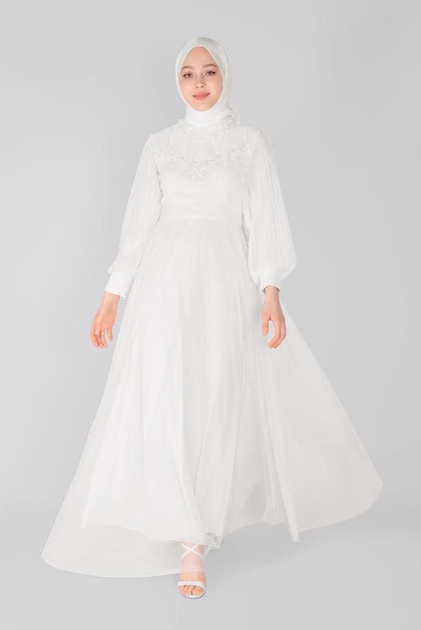 Vêtements hijab  PEARL EMBROIDERED NIGHT DRESS 23110  - TRENDTESETTÜR