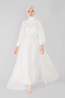 Hijab clothing CREAM PEARL EMBROIDERED NIGHT DRESS 23110 