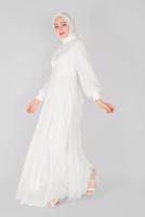 Hijab clothing CREAM PEARL EMBROIDERED NIGHT DRESS 23110 