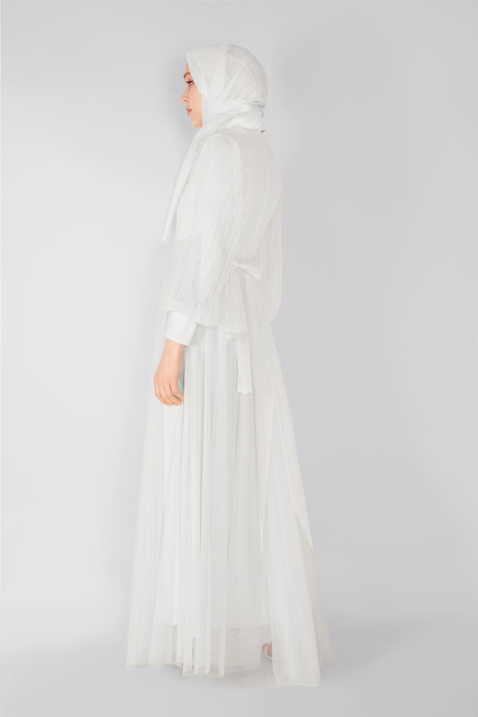 Hijab clothing CREAM PEARL EMBROIDERED NIGHT DRESS 23110 