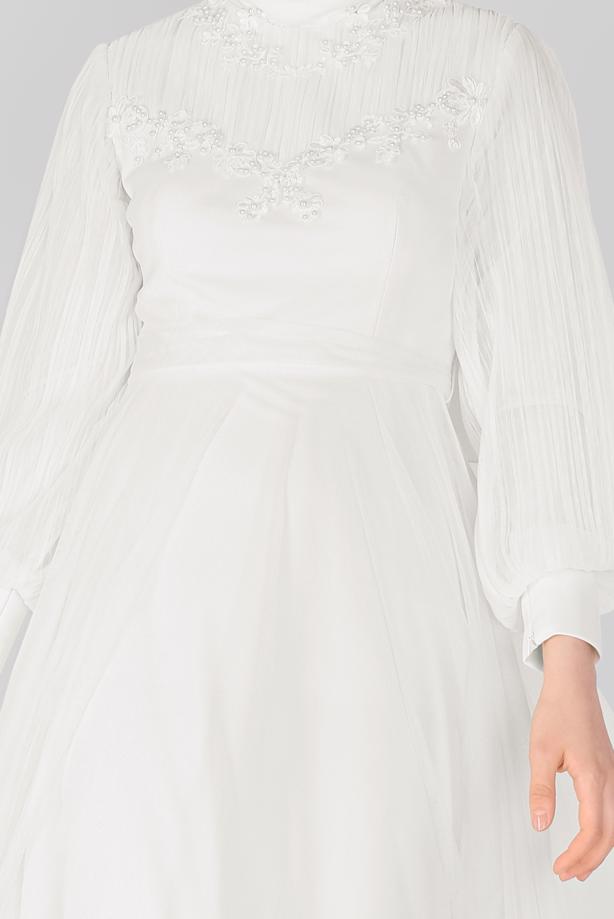 Vêtements hijab  PEARL EMBROIDERED NIGHT DRESS 23110  - TRENDTESETTÜR