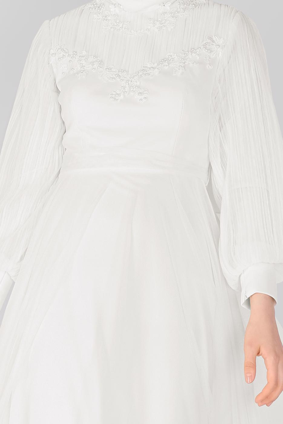 Hijab clothing CREAM PEARL EMBROIDERED NIGHT DRESS 23110 