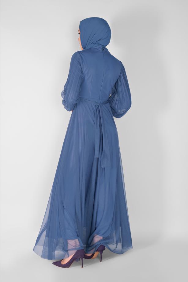 Vêtements hijab  PEARL EMBROIDERED NIGHT DRESS 23110  - TRENDTESETTÜR