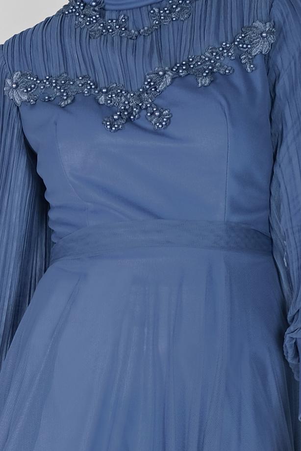 Vêtements hijab  PEARL EMBROIDERED NIGHT DRESS 23110  - TRENDTESETTÜR