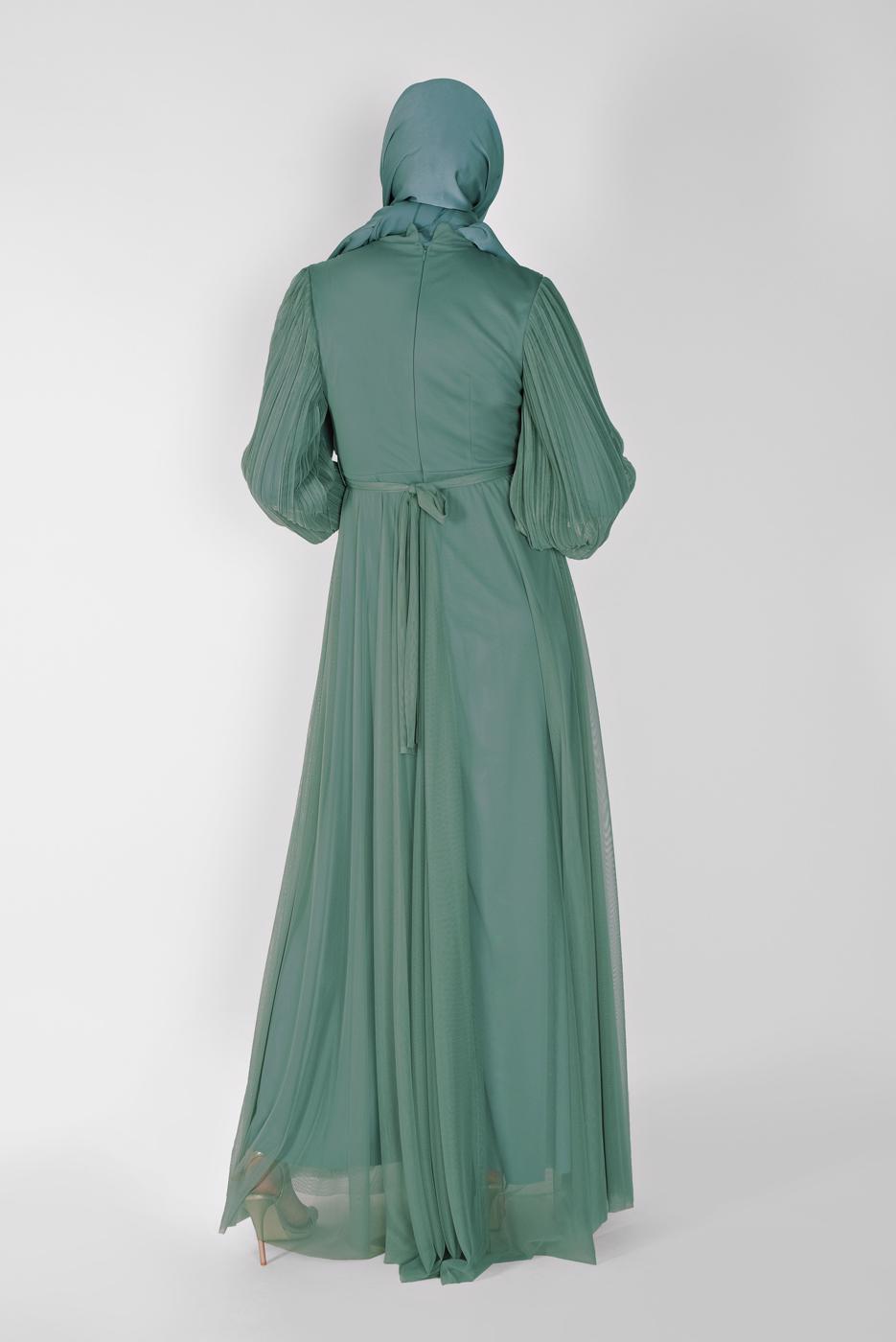 Vêtements hijab VERT ROBE DE NUIT BRODÉE PERLE  23110 