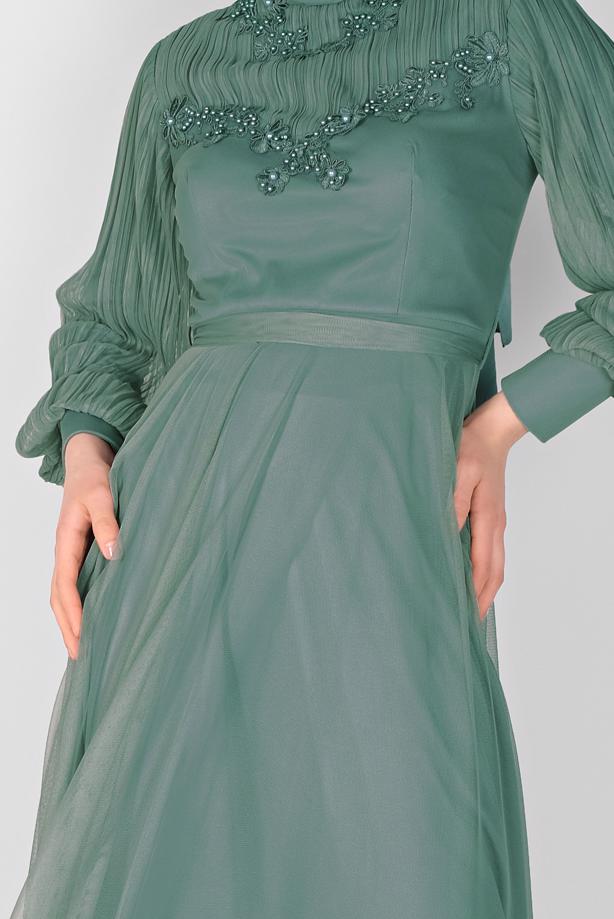 Vêtements hijab  PEARL EMBROIDERED NIGHT DRESS 23110  - TRENDTESETTÜR