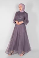 Vêtements hijab POURPRE ROBE DE SOIRÉE BRODÉE DÉTAIL TULLE 33110