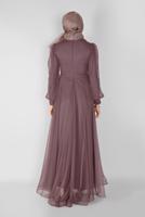 Hijab clothing PINK EMBROIDERED TULLE DETAIL EVENING DRESS 33110 