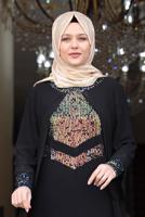 Tesettür giyim SİYAH PUL PAYET DETAYLI ABİYE ELBİSE 3623 