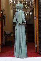 Vêtements hijab VERT ROBE DE SOIRÉE DRAPÉE À CEINTURE 4153