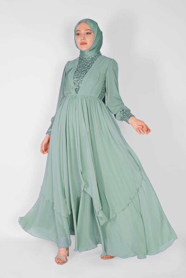 Vêtements hijab  EMBROIDERED EVENING DRESS  42110  - TRENDTESETTÜR