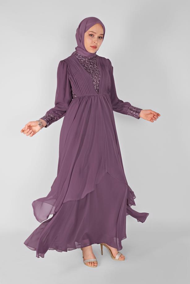 Vêtements hijab  EMBROIDERED EVENING DRESS  42110  - TRENDTESETTÜR