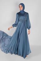 Vêtements hijab BLEU ROBE DE SOIRÉE BRODÉE DE PERLES 43110
