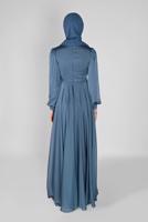 Hijab clothing BLUE BEAD EMBROIDERED EVENING DRESS 43110 